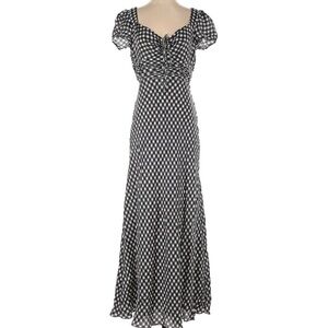 J. Crew Black and White Maxi Gown with Puff Sleeves